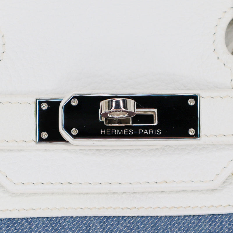 Hermès 30cm Birkin Denim/White Clemence Leather Palladium Hardware