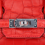 Hermès 25cm Birkin Geranium Matte Alligator Palladium Hardware