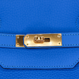 Hermès 40cm Birkin Bleu Hydra Clemence Leather Gold Hardware