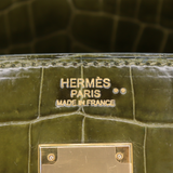 Hermès 30cm Birkin Vert Olive Shiny Niloticus Crocodile Gold Hardware