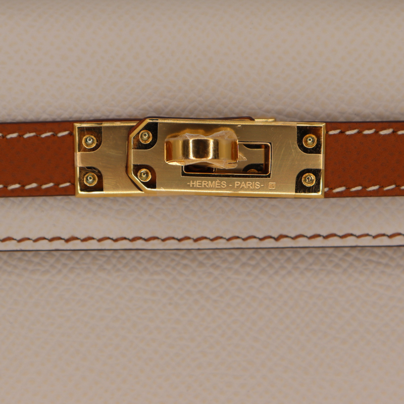 Hermès Kelly II Sellier Mini HSS Craie/Gold Epsom Leather Permabrass Hardware