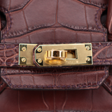 Hermès 25cm Birkin Havane Matte Alligator Gold Hardware