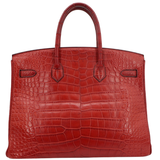 Hermès 35cm Birkin Rouge H Matte Alligator Palladium Hardware