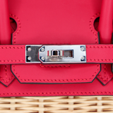 Hermès 25cm Birkin Picnic Framboise Swift Leather/Osier Wicker Palladium Hardware
