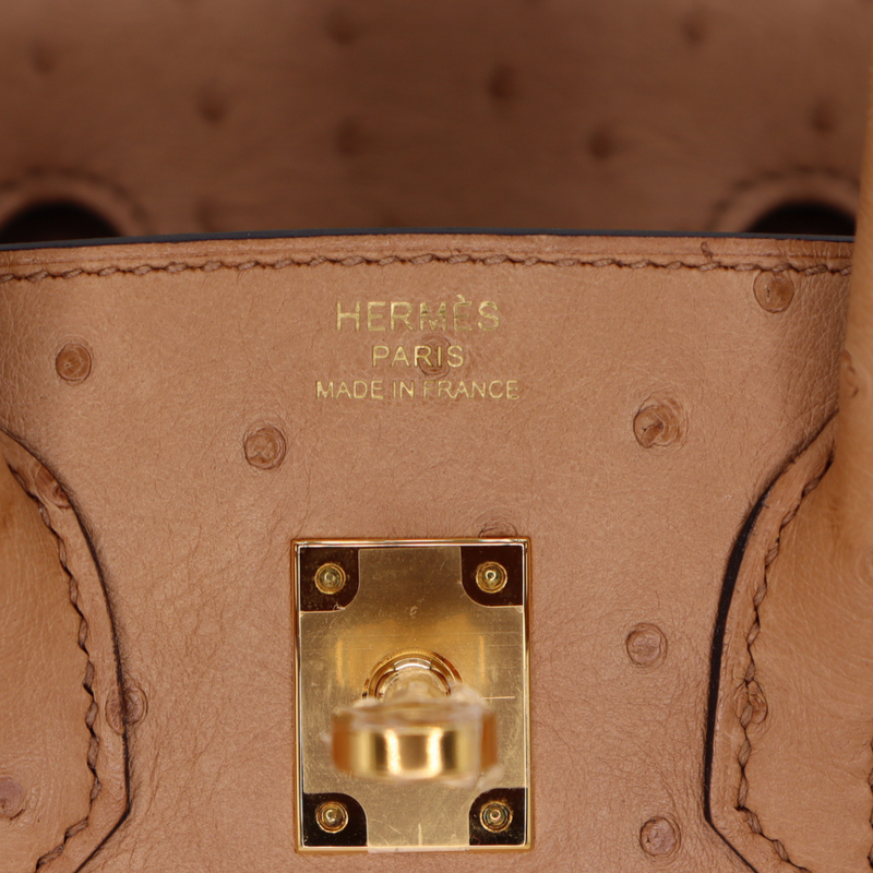 Hermès 25cm Birkin Chai Ostrich Gold Hardware