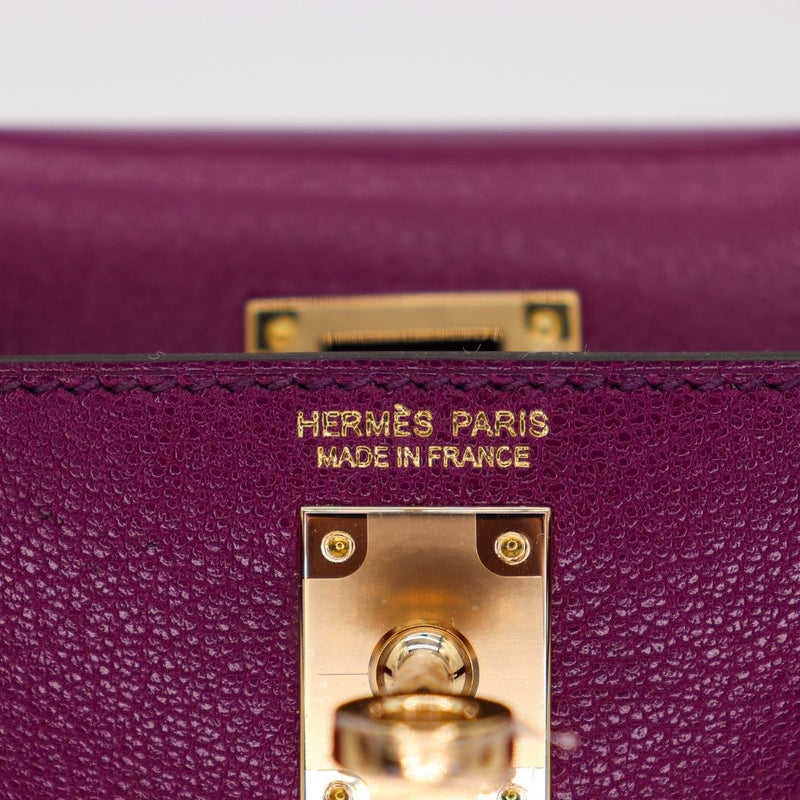 Hermès Kelly II Sellier Mini Anemone Chèvre Leather Gold Hardware