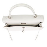 Hermès 25cm Kelly Sellier White Epsom Leather Palladium Hardware