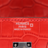 Hermès 25cm Birkin Geranium Matte Alligator Palladium Hardware