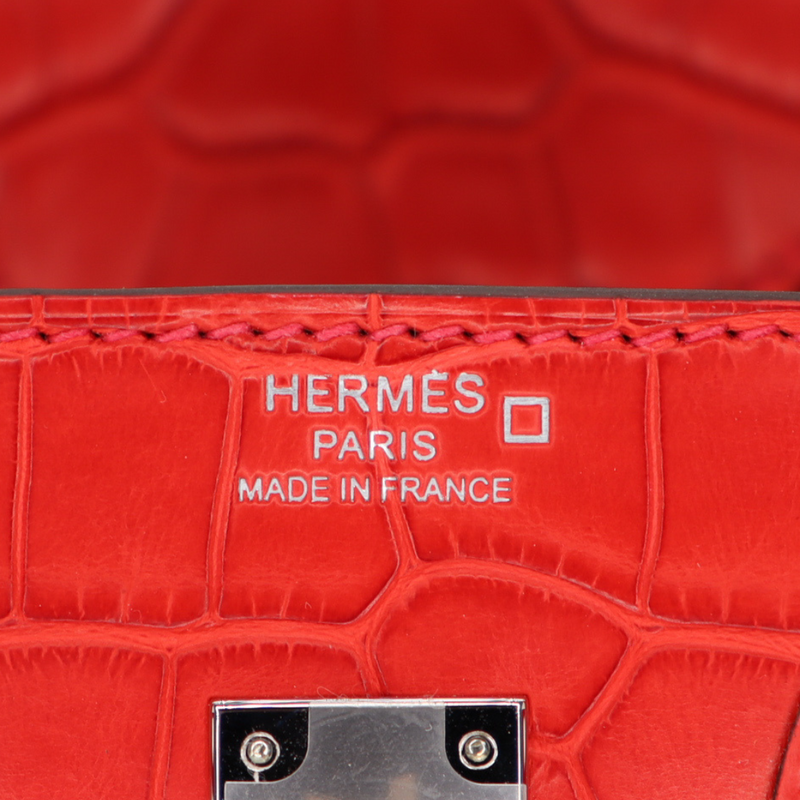 Hermès 25cm Birkin Geranium Matte Alligator Palladium Hardware