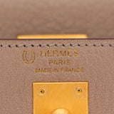 Hermès 25cm Kelly Sellier HSS Etoupe/ Gris Tourterelle Chevrè Leather Brushed Gold Hardware