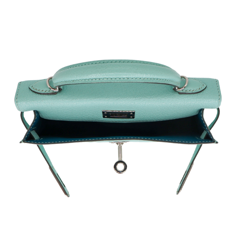 Hermès Kelly II Sellier Mini Verso Aqua/Cobalt Chèvre Leather Palladium Hardware