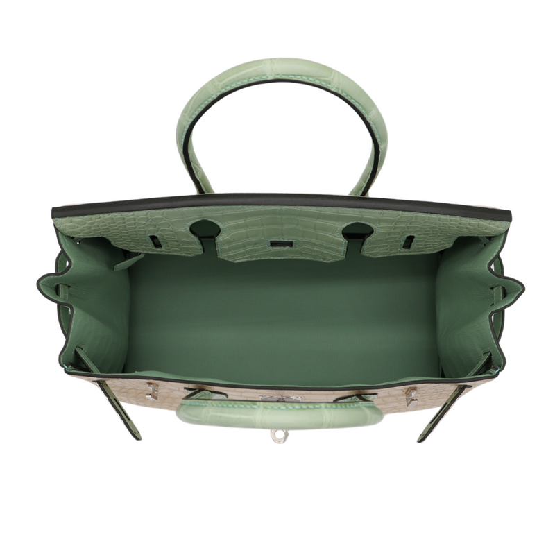 Hermès 30cm Birkin Trench/Vert D’Eau Matte Alligator Palladium Hardware