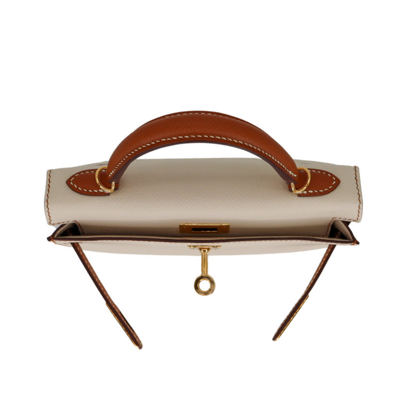 Hermès Kelly II Sellier Mini HSS Craie/Gold Epsom Leather Permabrass Hardware