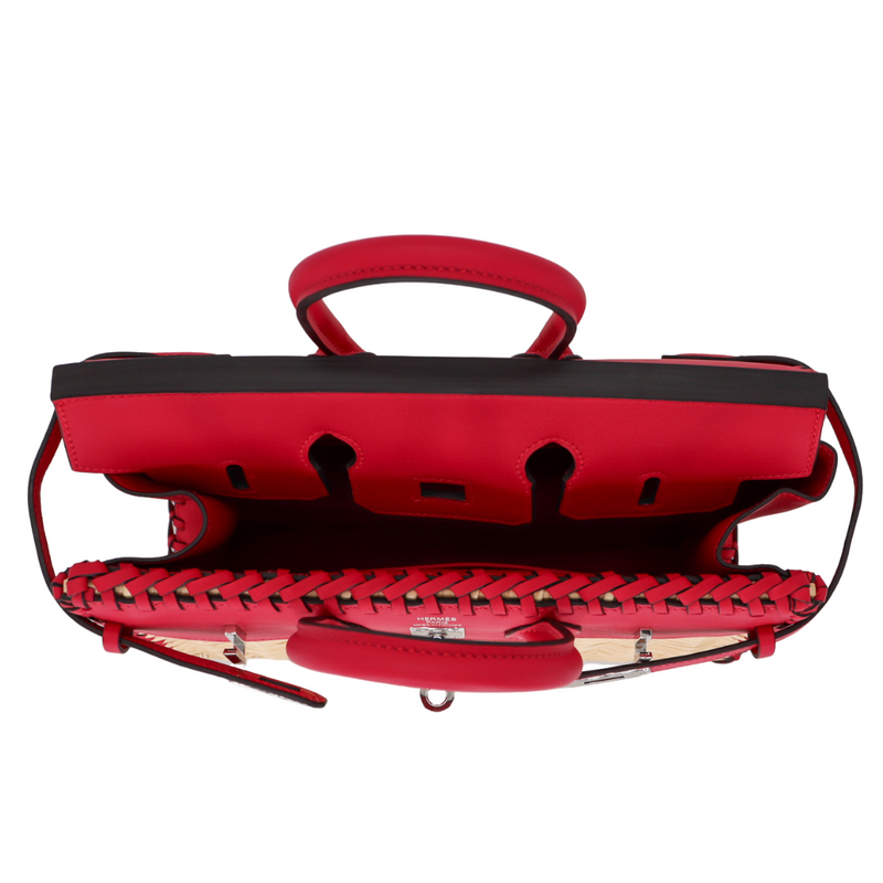 Hermès 25cm Birkin Picnic Framboise Swift Leather/Osier Wicker Palladium Hardware