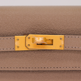 Hermès 25cm Kelly Sellier HSS Gris Tourterelle Chèvre Leather Brushed Gold Hardware