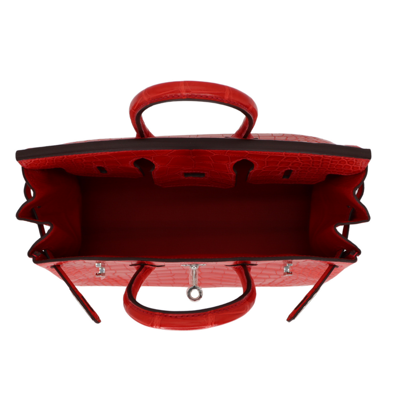 Hermès 25cm Birkin Geranium Matte Alligator Palladium Hardware