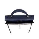 Hermès Kelly II Sellier Mini Cloute Bleu Abyss Box Calf Studded Leather Palladium Hardware