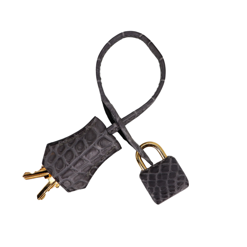Hermès 30cm Birkin Gris de Paris Matte Alligator Gold Hardware