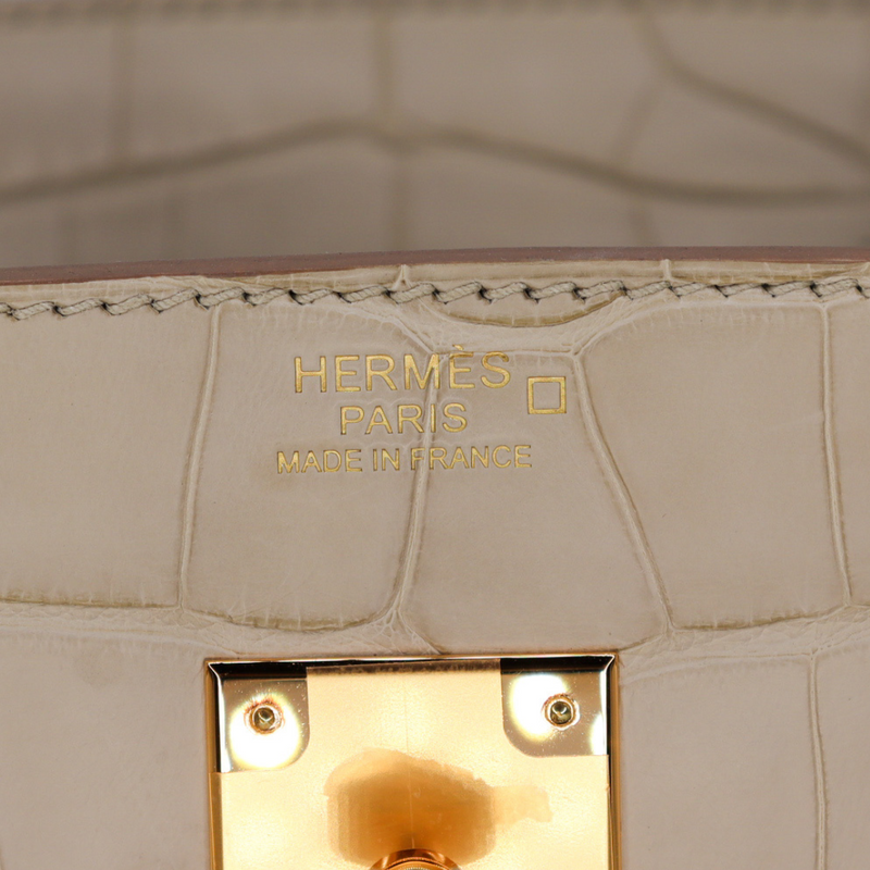 Hermès 30cm Birkin Beton Matte Alligator Gold Hardware