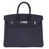 Hermès 25cm Birkin Bleu Nuit Togo Leather Palladium Hardware