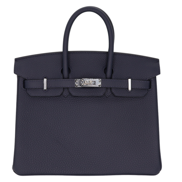 Hermès 25cm Birkin Bleu Nuit Togo Leather Palladium Hardware