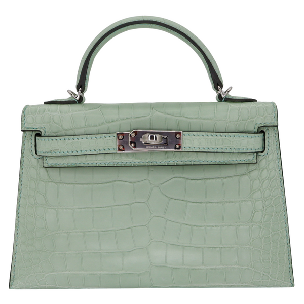 Hermès Kelly II Sellier Mini HSS Vert D'eau Matte Alligator Palladium Hardware