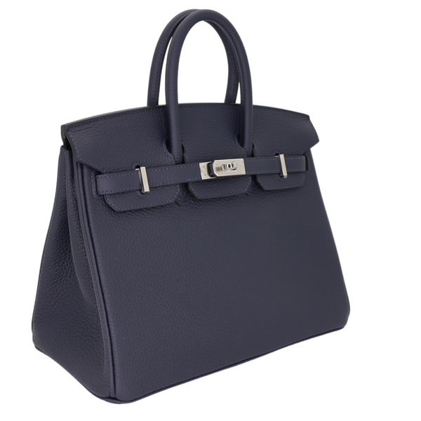 Hermès 25cm Birkin Bleu Nuit Togo Leather Palladium Hardware