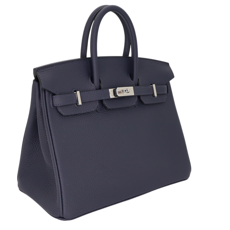 Hermès 25cm Birkin Bleu Nuit Togo Leather Palladium Hardware