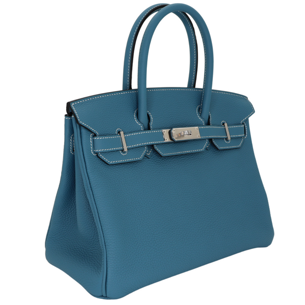 Hermès 30cm Birkin Bleu Jean Togo Leather Palladium Hardware