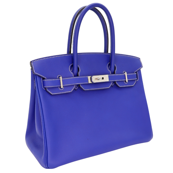 Hermès 30cm Birkin Candy Bleu Electrique Epsom Leather Palladium Hardware