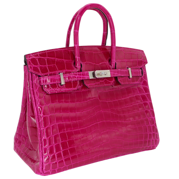 Hermès 25cm Birkin Rose Scheherazade Shiny Niloticus Crocodile Palladium Hardware