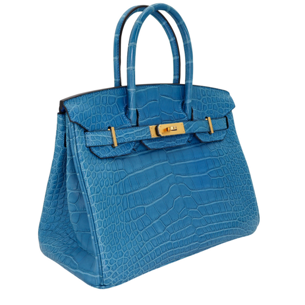 Hermès 30cm Birkin Mykonos Matte Alligator Gold Hardware