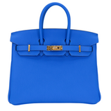 Hermès 25cm Birkin Bleu Hydra Togo Leather Gold Hardware