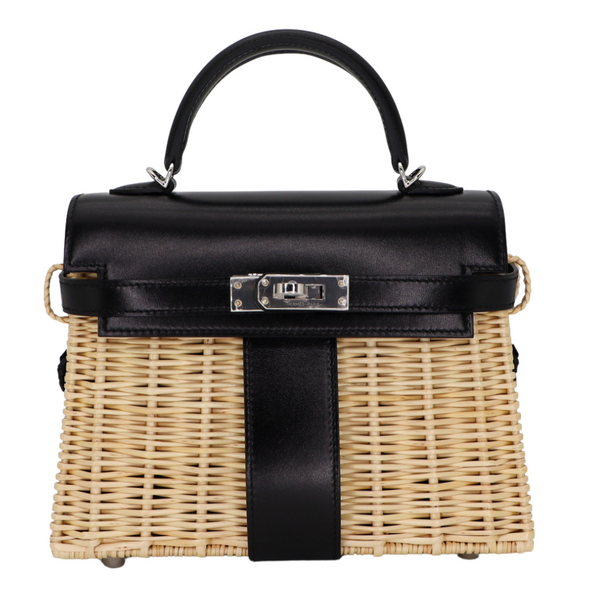 Hermès Kelly Mini Picnic Black Box Calf Leather Palladium Hardware