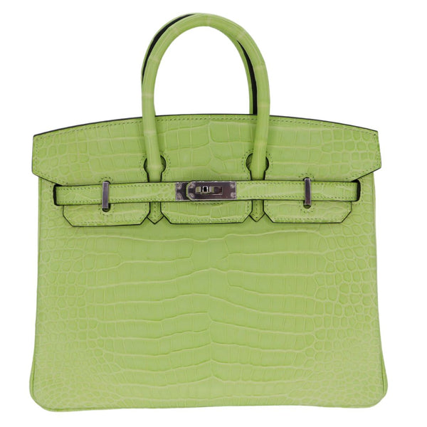 Hermès 25cm Birkin Jaune Bourgeon Matte Porosus Crocodile Palladium Hardware