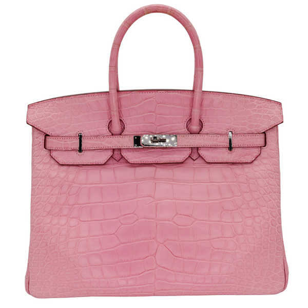 Hermès 35cm Birkin Bubblegum Matte Alligator Palladium Hardware