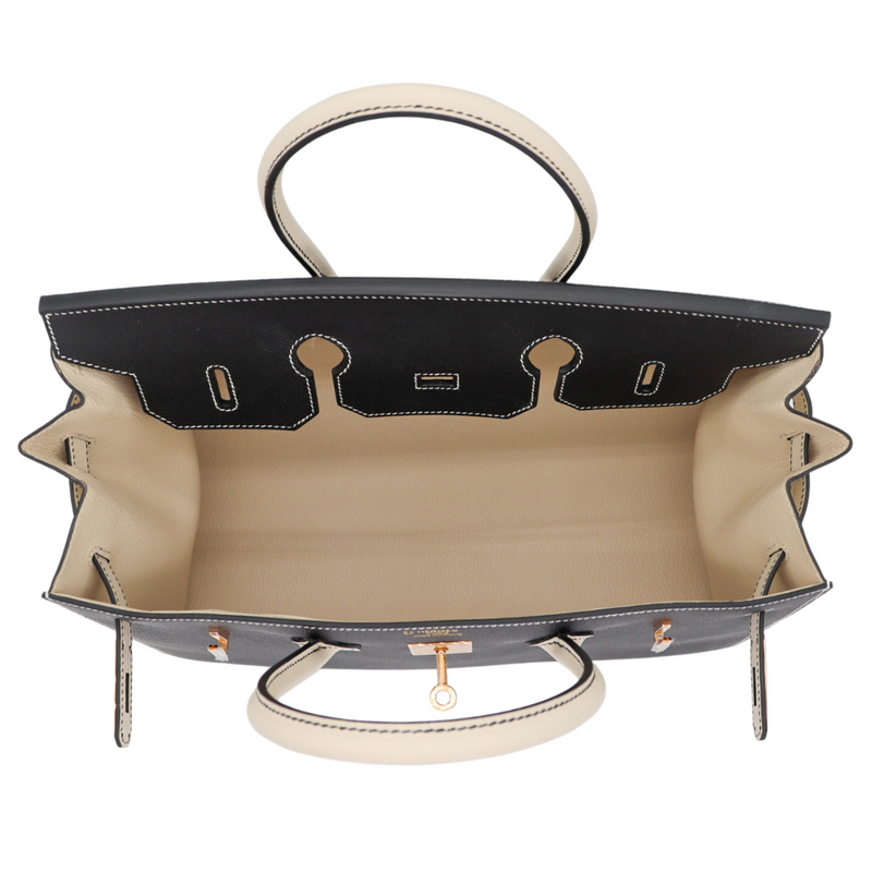 Hermès 35cm Birkin HSS Sellier Black/Craie Epsom Leather Rose Gold Hardware
