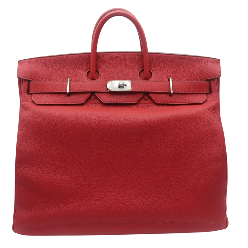 Hermès 50cm HAC Rouge Vif Ardennes Leather Palladium Hardware