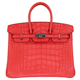 Hermès 25cm Birkin Bougainvillea Matte Alligator Palladium Hardware