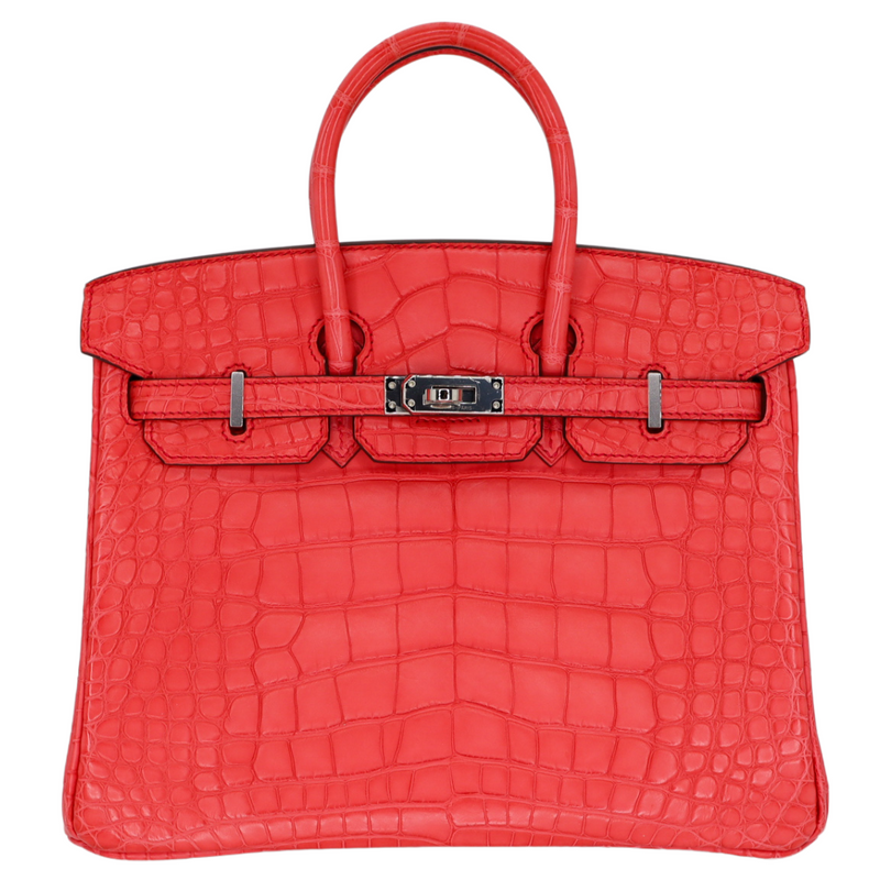 Hermès 25cm Birkin Bougainvillea Matte Alligator Palladium Hardware