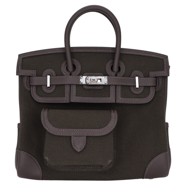 Hermès 25cm Birkin Cargo Bronze/Ebene Canvas/Swift Leather Palladium Hardware