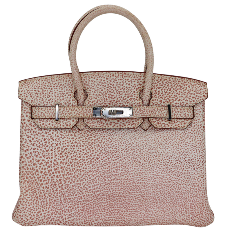Hermès 30cm Birkin Pink Dalmatian Buffalo Leather Palladium Hardware