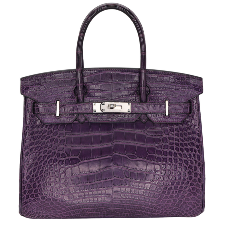 Hermès 30cm Birkin Amethyst Matte Alligator Palladium Hardware