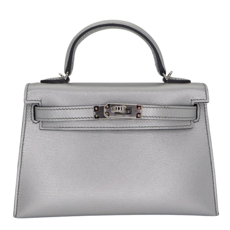 Hermès Kelly II Sellier Mini Gris Argente Chèvre Chamkilight Leather Palladium Hardware