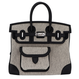 Hermès 25cm Birkin Cargo Ecru/Black Canvas/Swift Leather Palladium Hardware