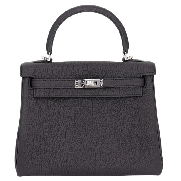 Hermès 25cm Kelly Retourne Black Togo Leather Palladium Hardware