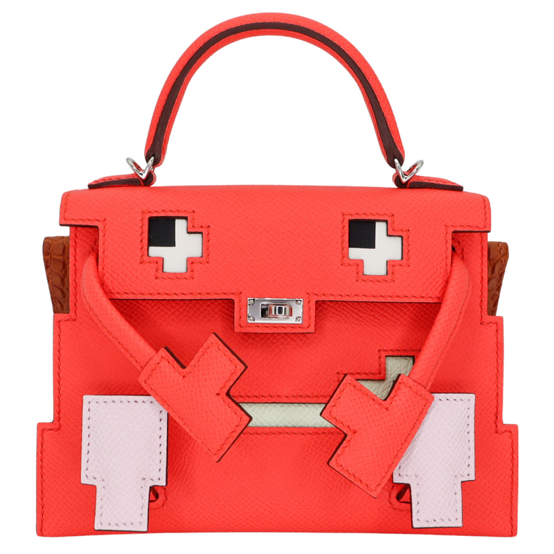 Hermès Kelly Doll Picto Rose Mexico Epsom Leather Palladium Hardware