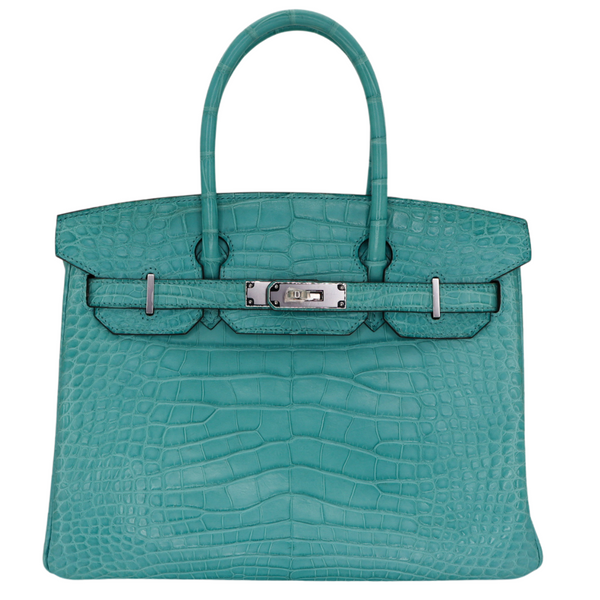 Hermès 30cm Birkin Bleu Saint Cyr Matte Alligator Palladium Hardware