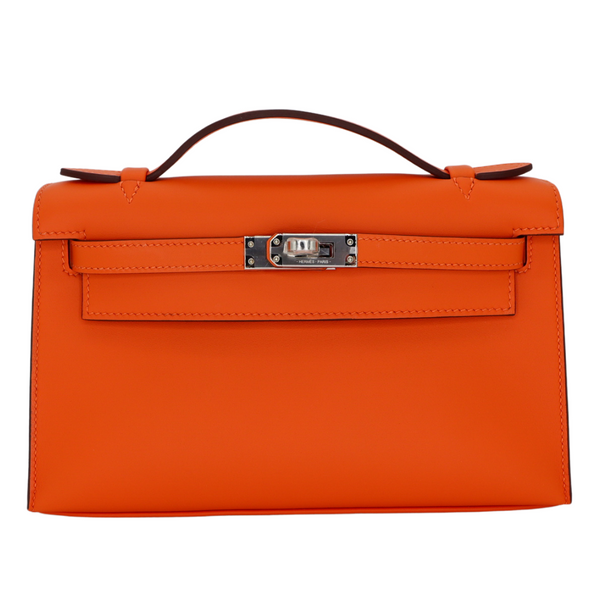 Hermès Kelly Pochette HSS Orange/Gris Perle Swift Leather Palladium Hardware