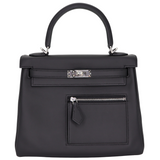 Hermès 25cm Kelly Colormatic Black Swift Leather Palladium Hardware